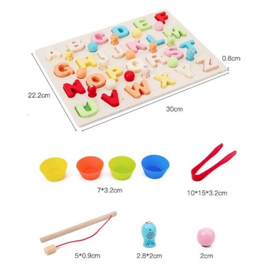Joc Montessori 3 in 1 Fishing Bead Game - HAM BEBE