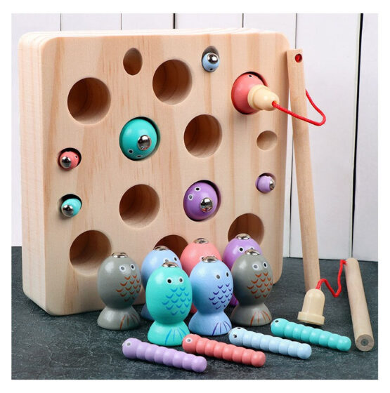 Joc pescuit magnetic catch worms fishing game 21piese3-Jucarii din Lemn si Montessori