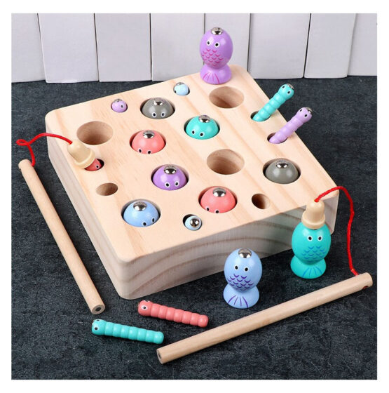 Joc pescuit magnetic catch worms fishing game 21piese4-Jucarii din Lemn si Montessori