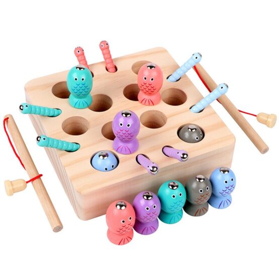Joc pescuit magnetic catch worms fishing game 21piese5-Jucarii din Lemn si Montessori