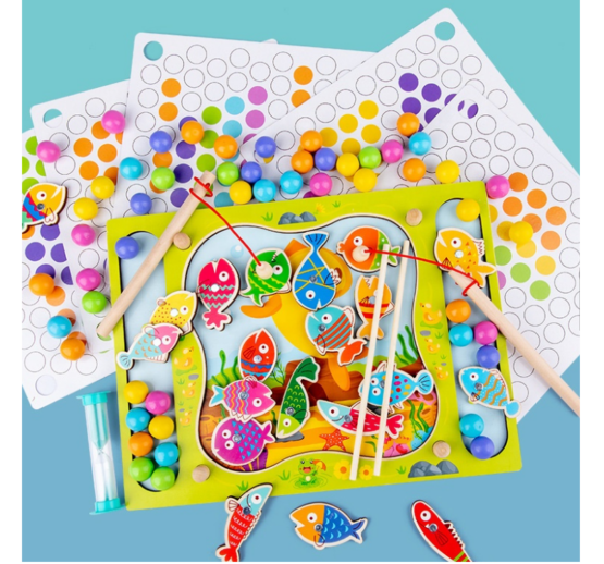 Joc pescuit magnetic si dexteritate bilute cu penseta 2 in 1 4-Jucarii din Lemn si Montessori