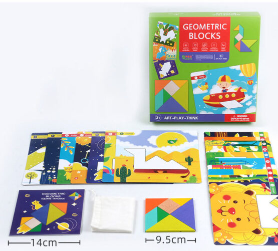 Joc Tangram cu Planse Geometric Blocks Art Play Think - HAM BEBE