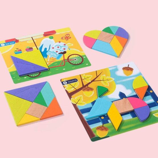 Joc Tangram cu Planse Geometric Blocks Art Play Think - HAM BEBE