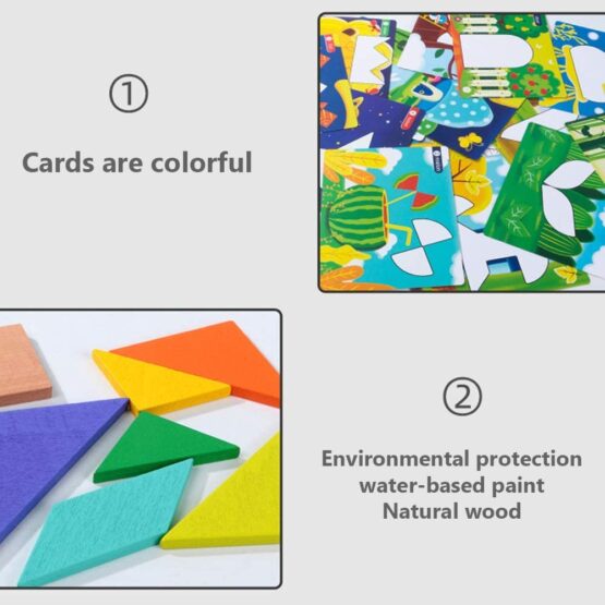 Joc Tangram cu Planse Geometric Blocks Art Play Think - HAM BEBE