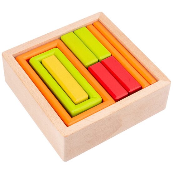 Cuburi stivuire din lemn Curcubeu si Forme Montessori - HAM BEBE