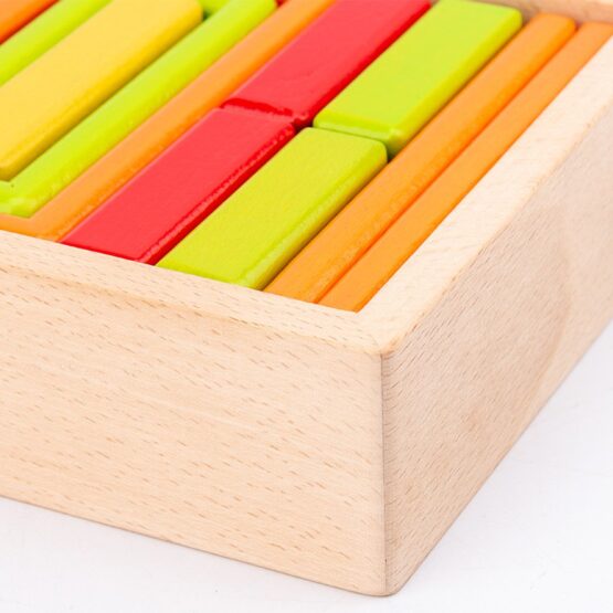 Cuburi stivuire din lemn Curcubeu si Forme Montessori - HAM BEBE