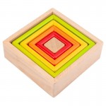 Cuburi stivuire din lemn Curcubeu si Forme Montessori - HAM BEBE