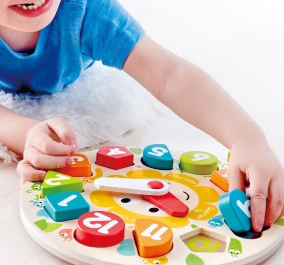 Ceas jucarie lemn cu forme geometrice puzzle chuncky clock puzzle3-Jucarii din Lemn si Montessori