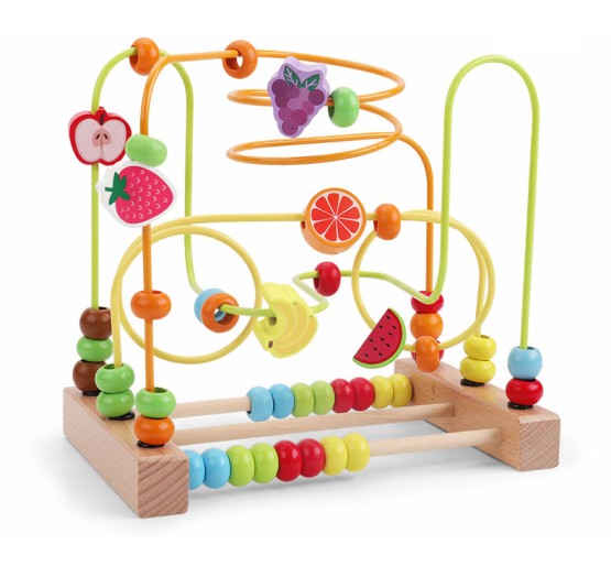 Labirint motricitate cu abac Fructe - joc lemn