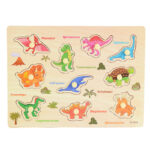 Puzzle din lemn cu maner Dinozauri SY-S910