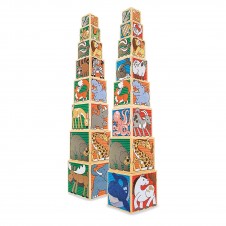 Turn montessori set 8 cuburi stivuire din lemn animale melissa2-Jucarii din Lemn si Montessori
