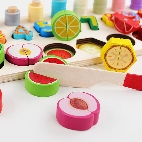 Joc lemn logarithm cifre sifeliere fructe fruit matching3-Jucarii din Lemn si Montessori