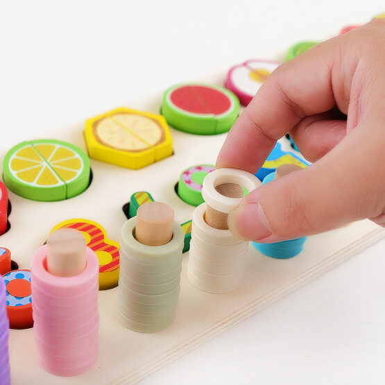 Joc lemn logarithm cifre sifeliere fructe fruit matching4-Jucarii din Lemn si Montessori