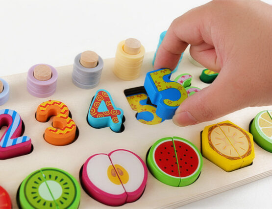 Joc lemn logarithm cifre sifeliere fructe fruit matching5-Jucarii din Lemn si Montessori