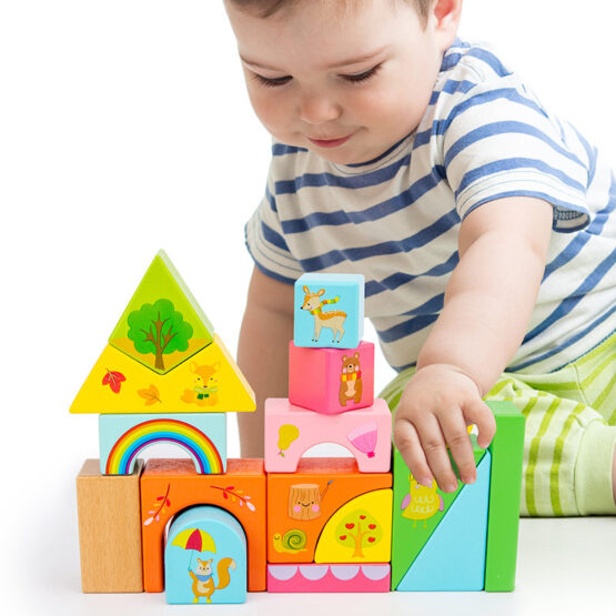 Cutiuta lemn cu forme geometrice ilustrate padurea4-Jucarii din Lemn si Montessori
