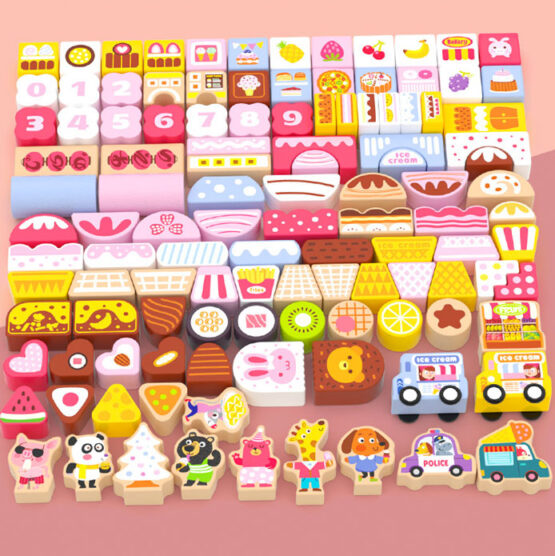 Set 116 cuburi constructie lemn inghetata ice cream world8-Cuburi constructie