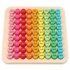 Joc Tabla Inmulțirii din lemn cu 81 piese colorate pastel