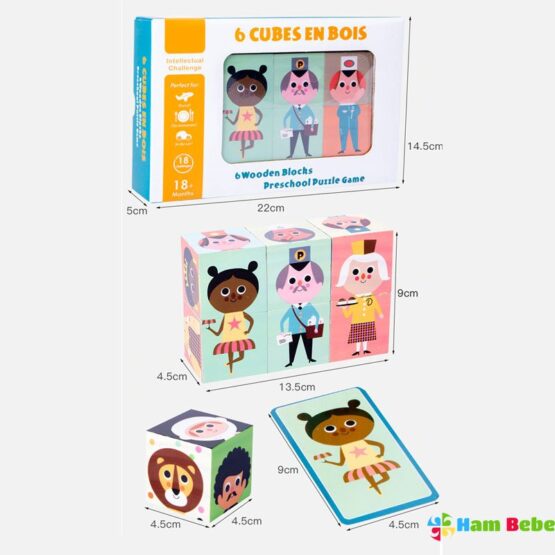 Set cuburi puzzle meserii cubes en bois91-Jucarii din Lemn si Montessori