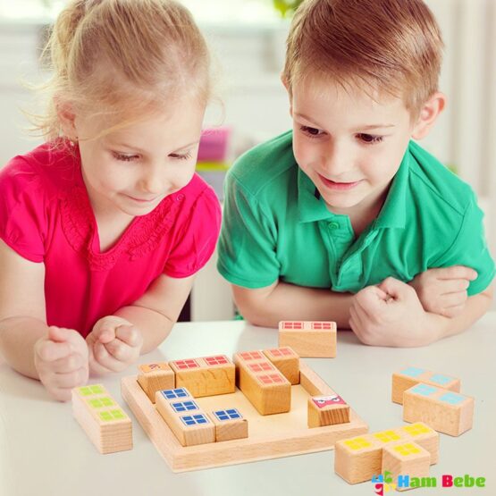 Joc cuburi logice din lemn formeaza modelul3-Jucarii din Lemn si Montessori