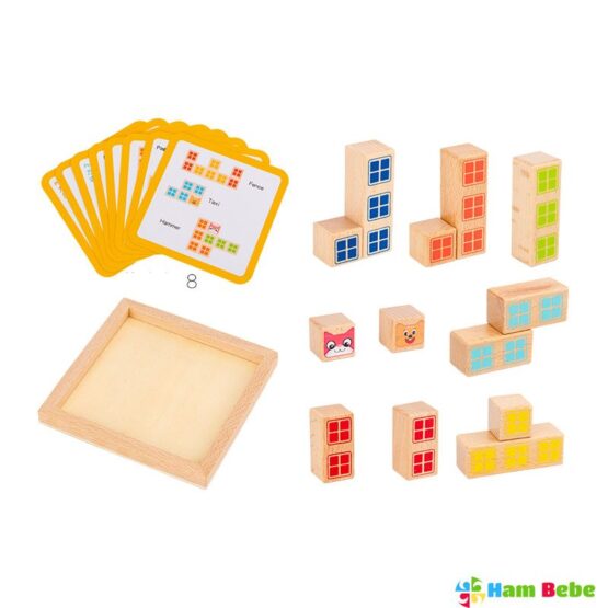 Joc cuburi logice din lemn formeaza modelul4-Jucarii din Lemn si Montessori