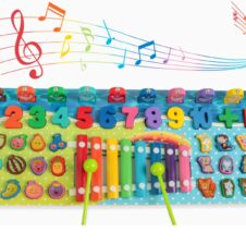 Joc educativ 5 in 1 cu pescuit cifre xilofon animale2-Jucarii din Lemn si Montessori