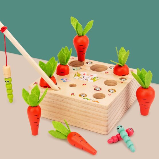 Joc lemn indemanare culegem morcovi si prinde viermisori pull out radish3-Jucarii Dexteritate