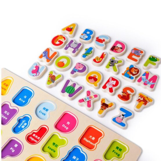 Puzzle lemn alfabetul ilustrat litere 3d hand in hand4-Jucarii Dexteritate