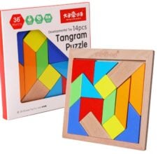 Tangram din lemn mare 14 piese