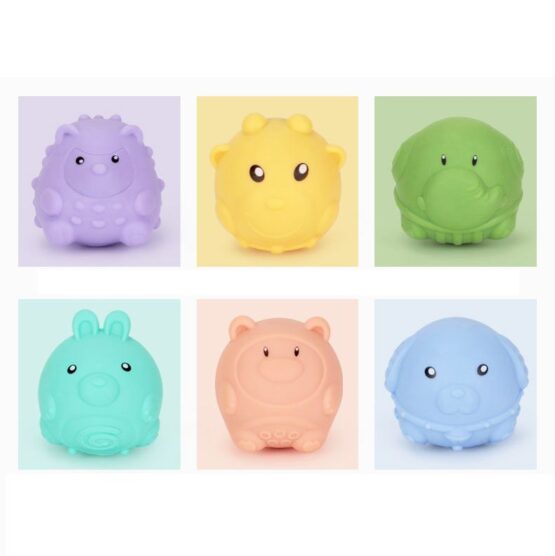 Set 6 mingi pentru bebelusi cu animalute Kaichi Bell - HAM BEBE