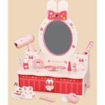Masuta de infrumusetare din lemn pink bunny cu accesorii16-Masute de infrumusetare