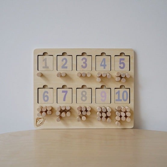 Puzzle din lemn cifre asocieri cu pini numaram cu smart squirrel1-Jucarii din Lemn si Montessori