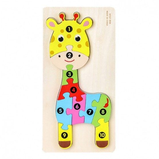 Puzzle lemn cifre Girafa numerotata cu piese groase