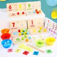 Joc educativ de inemanare cu bile si numere matematica cognitive game1-Jucarii din Lemn si Montessori