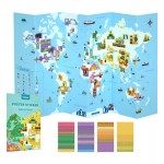 Joc educativ harta lumii poster cu stickere pe numere2 - HAM BEBE