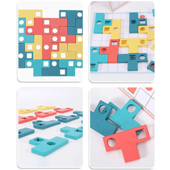 Joc logic Tetris din lemn cu modele T-Paired - HAM BEBE
