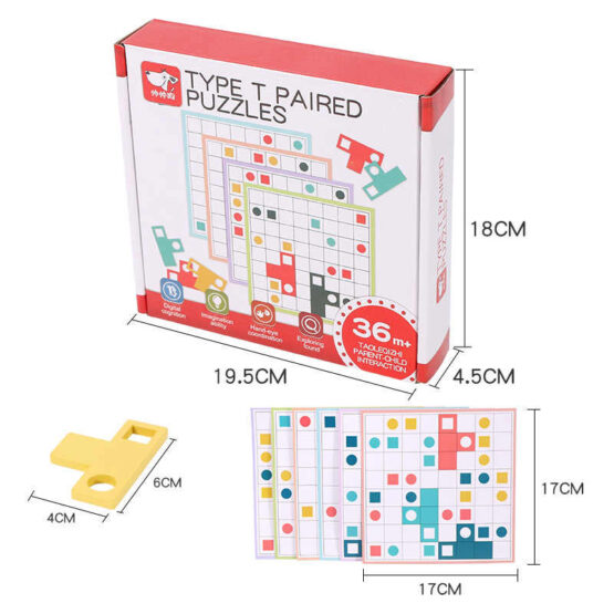 Joc logic Tetris din lemn cu modele T-Paired - HAM BEBE