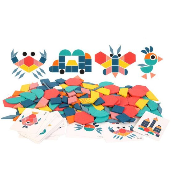 Joc tangram educativ din lemn 180 piese4-Jucarii din Lemn si Montessori
