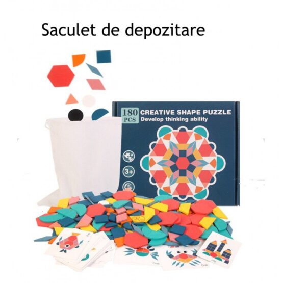 Joc tangram educativ din lemn 180 piese5-Jucarii din Lemn si Montessori