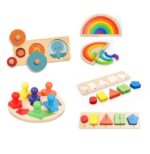 Pachet Puzzle Montessori cu forme geometrice cu buton - HAM BEBE