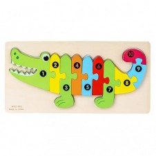 Puzzle lemn cifre Crocodilul numerotat cu piese groase