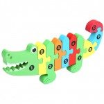 Puzzle lemn cifre crocodil puzzle numerotat cu piese groase13-Jucarii din Lemn si Montessori