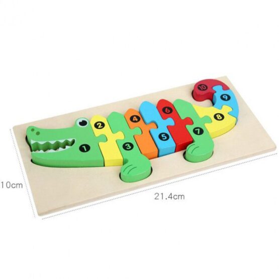 Puzzle lemn cifre crocodil puzzle numerotat cu piese groase6-Jucarii din Lemn si Montessori
