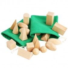 Set corpuri geometrice solide Montessori din lemn 20 piese