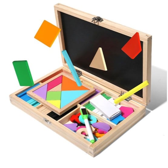 Tablita magnetica educativa cu betisoare si tangram1-Jucarii din Lemn si Montessori
