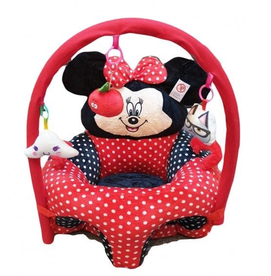 Scaunel bebe din plus cu arcada cu jucarii Minnie Mouse Rosu - HAM BEBE