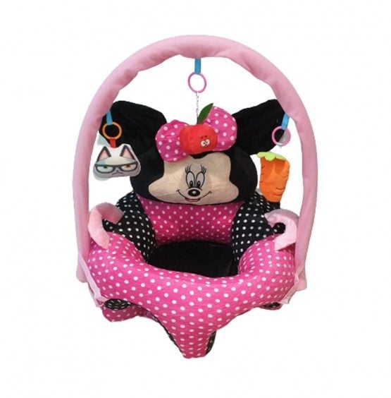 Scaunel bebe din plus cu arcada cu jucarii Minnie Mouse Roz - HAM BEBE