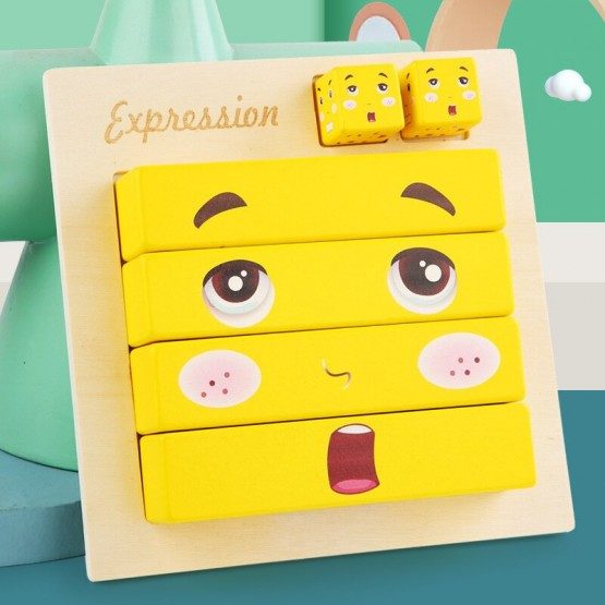 Expresii faciale joc cuburi puzzle educative2-Jucarii din Lemn si Montessori