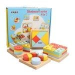 Set 4 jocuri Montessori forme geometrice Kabi 4 in 1