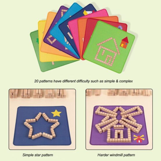 Joc Stem Puzzle cu betisoare si sabloane Kabi - HAM BEBE