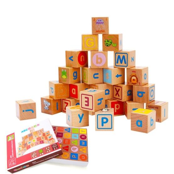 cuburi abc cu litere Montessori lemn goodcow11